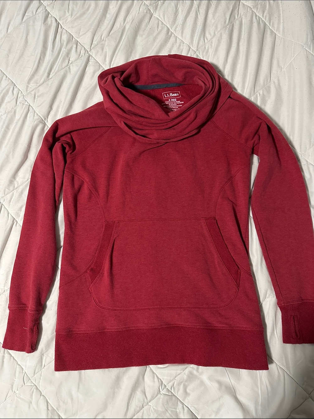 L.L. Bean Women's Deep Red Cowl Neck Pullover Sweater